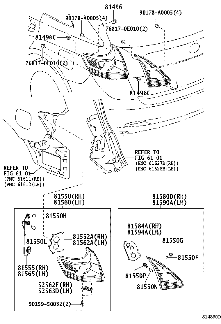 Toyota 81550-0T020 LAMP ASSY, REAR COMBINATION, RH