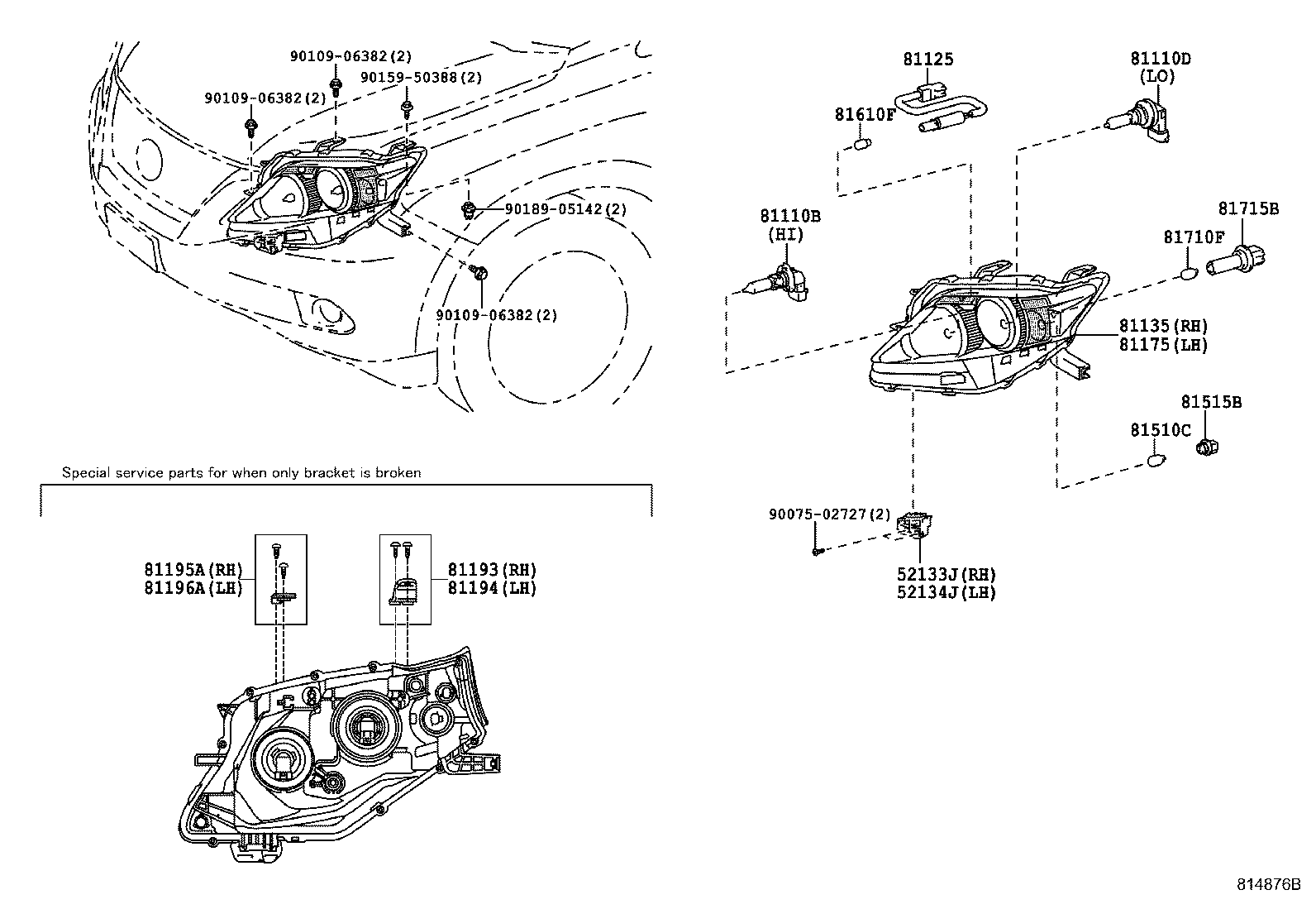 Toyota 81195-48050 RETAINER, HEADLAMP PROTECTOR, LOWER RH