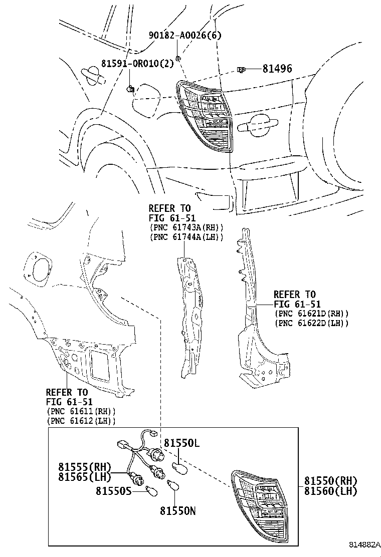 Toyota 81550-0R010 LAMP ASSY, REAR COMBINATION, RH