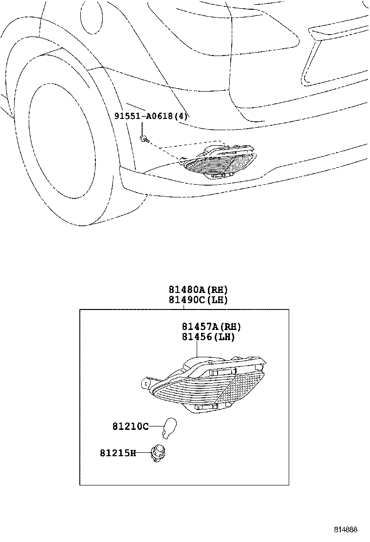 81456-48020 LENS & BODY, REAR FOG LAMP, LH product image