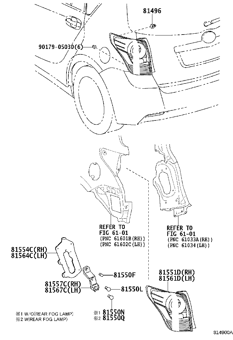 81551-0F092 LENS & BODY, REAR COMBINATION LAMP, RH product image