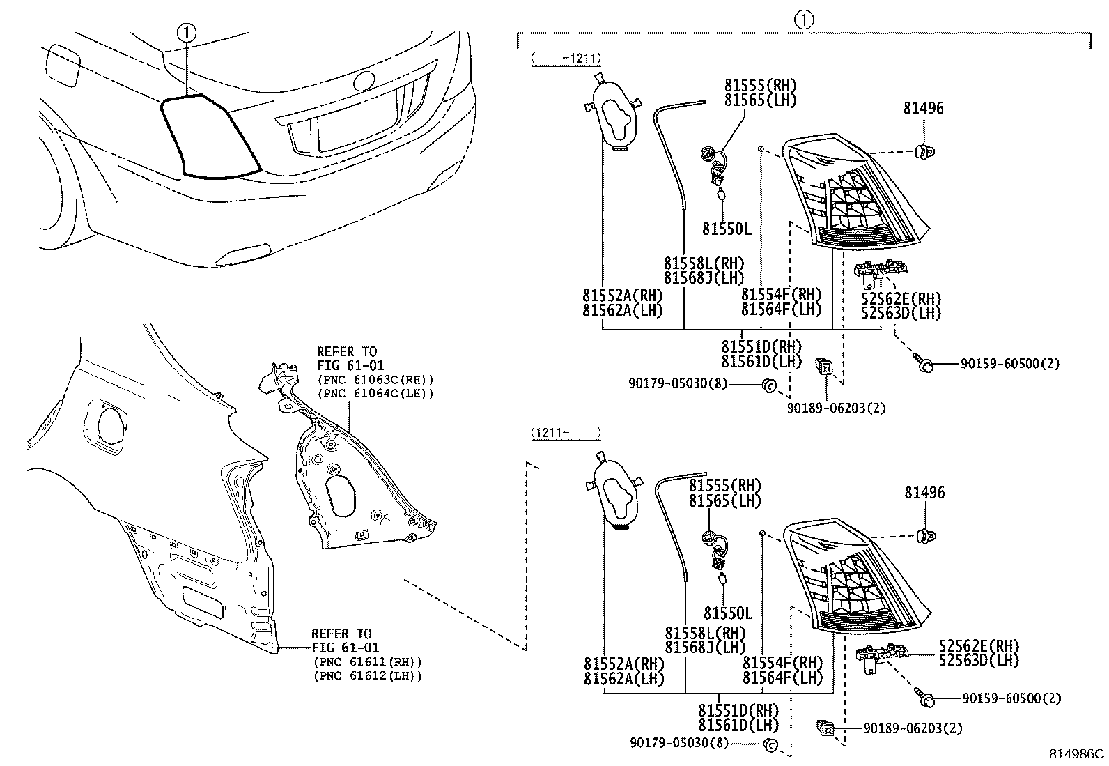 52563-30100 RETAINER, REAR BUMPER, UPPER LH product image