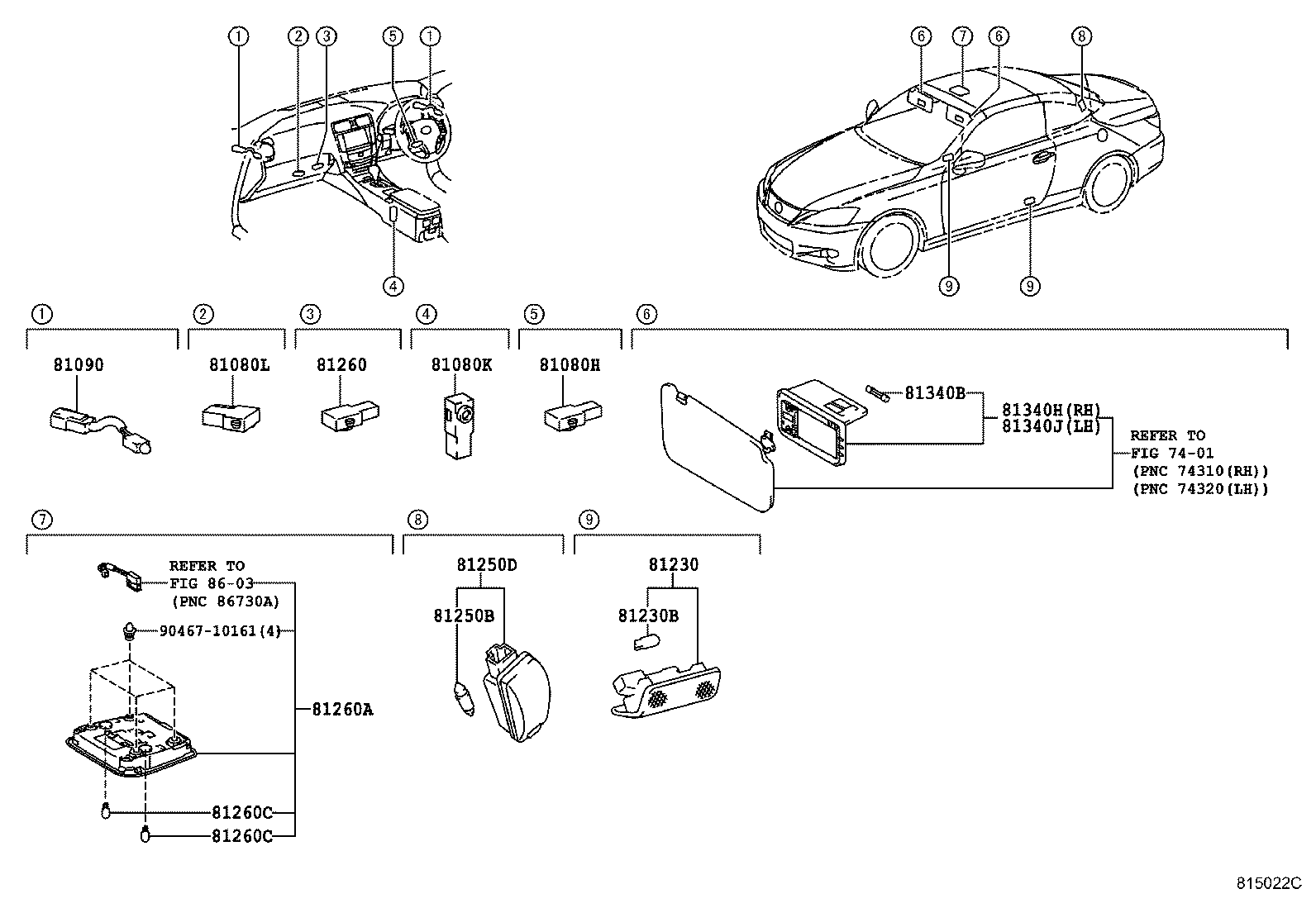 81350-53010-A0 LAMP ASSY, VANITY, LH product image