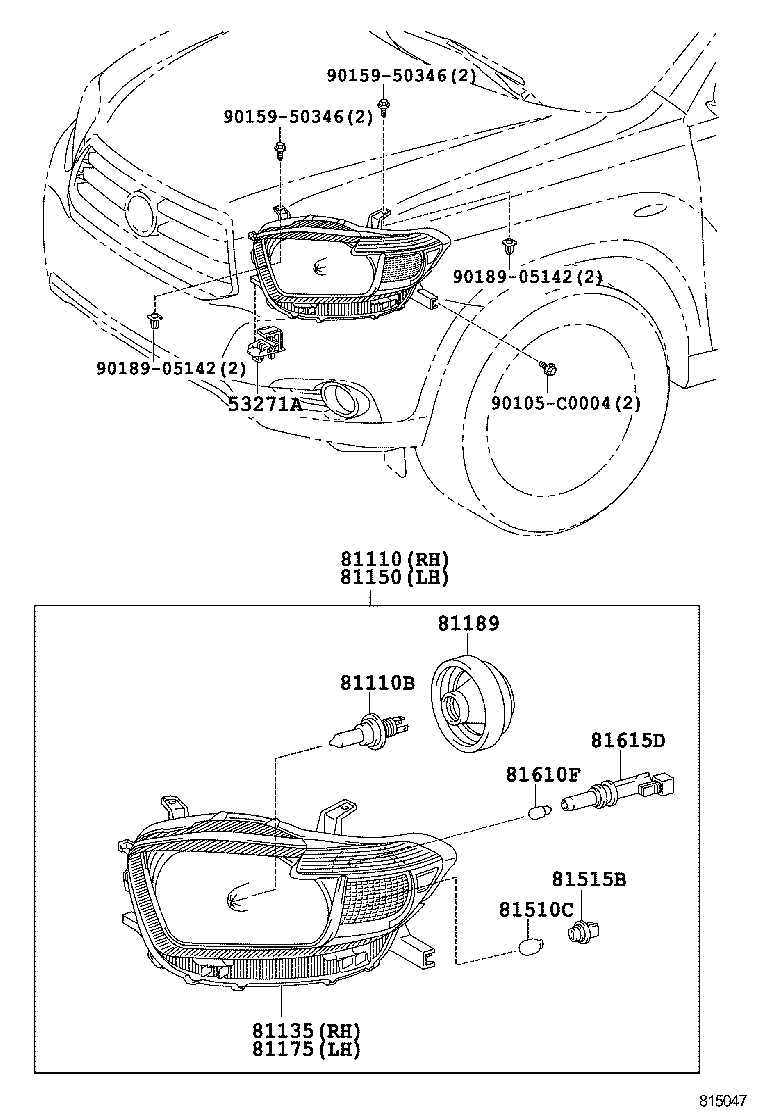 81110-0E080 HEADLAMP ASSY, RH product image