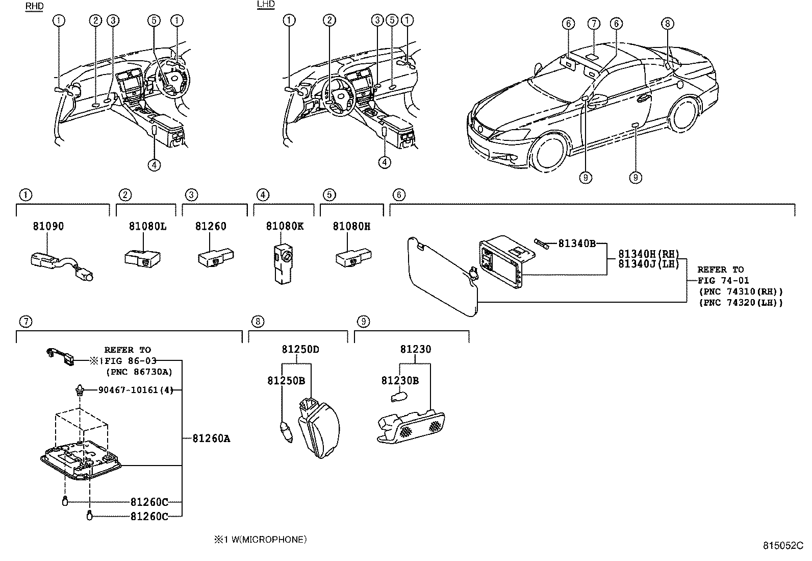 81340-53010-B0 LAMP ASSY, VANITY, RH product image