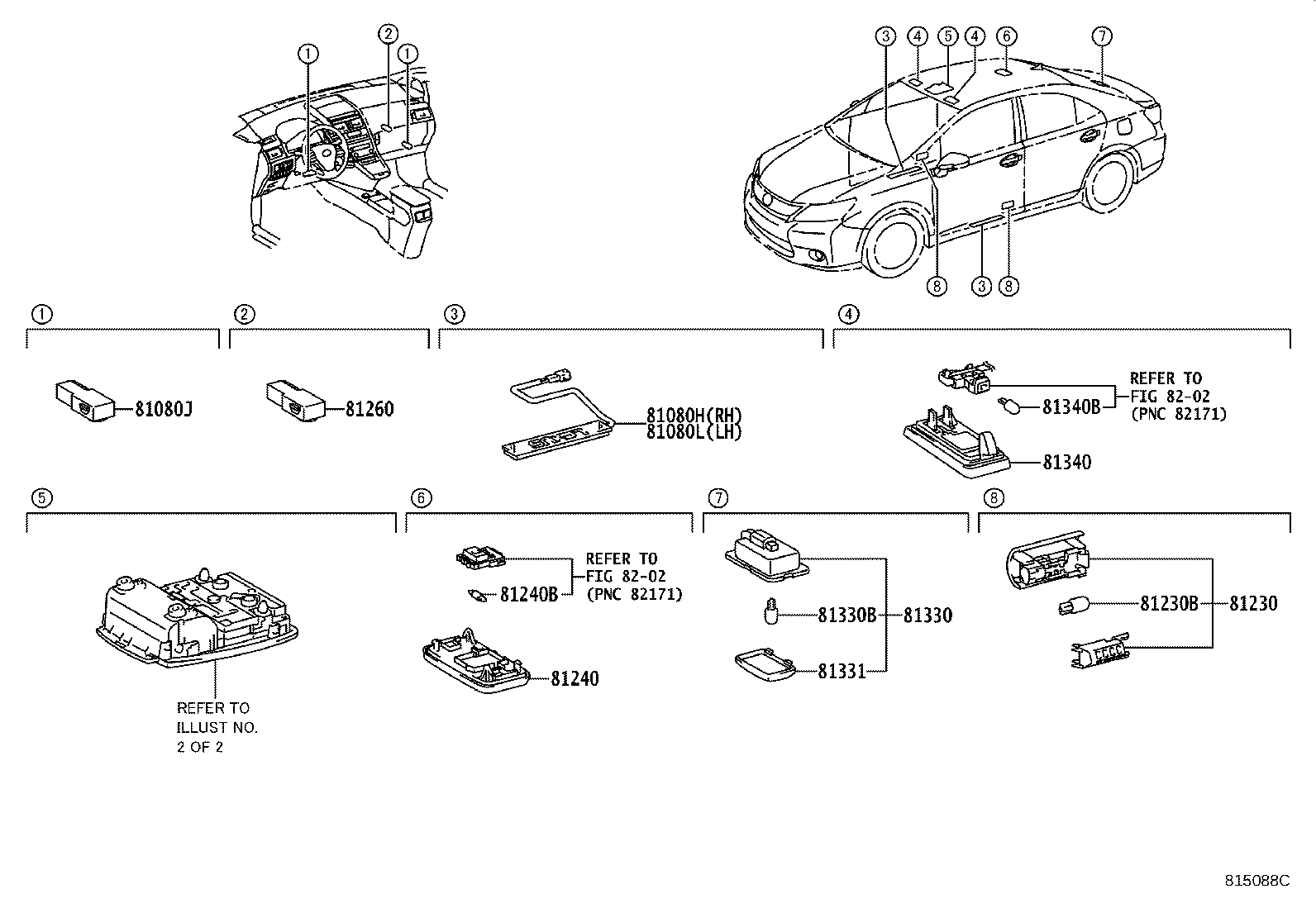 Toyota 81240-60070-A1 LAMP ASSY, ROOM, NO.1