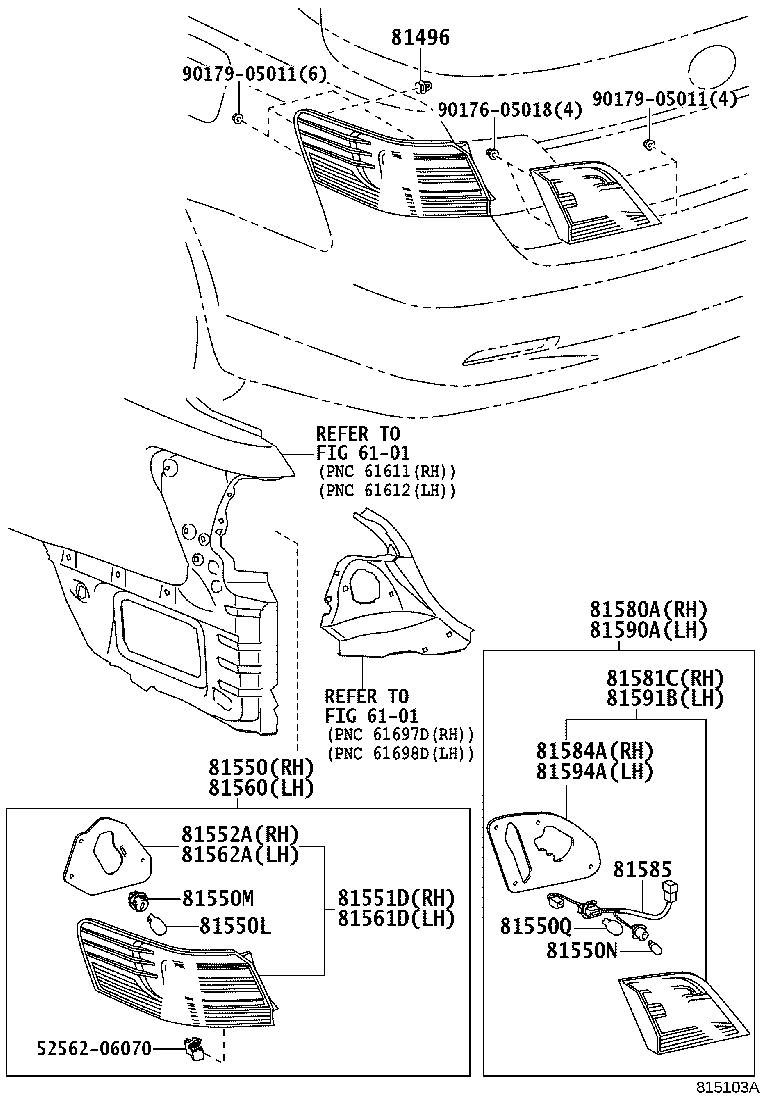 81550-06370 LAMP ASSY, REAR COMBINATION, RH product image