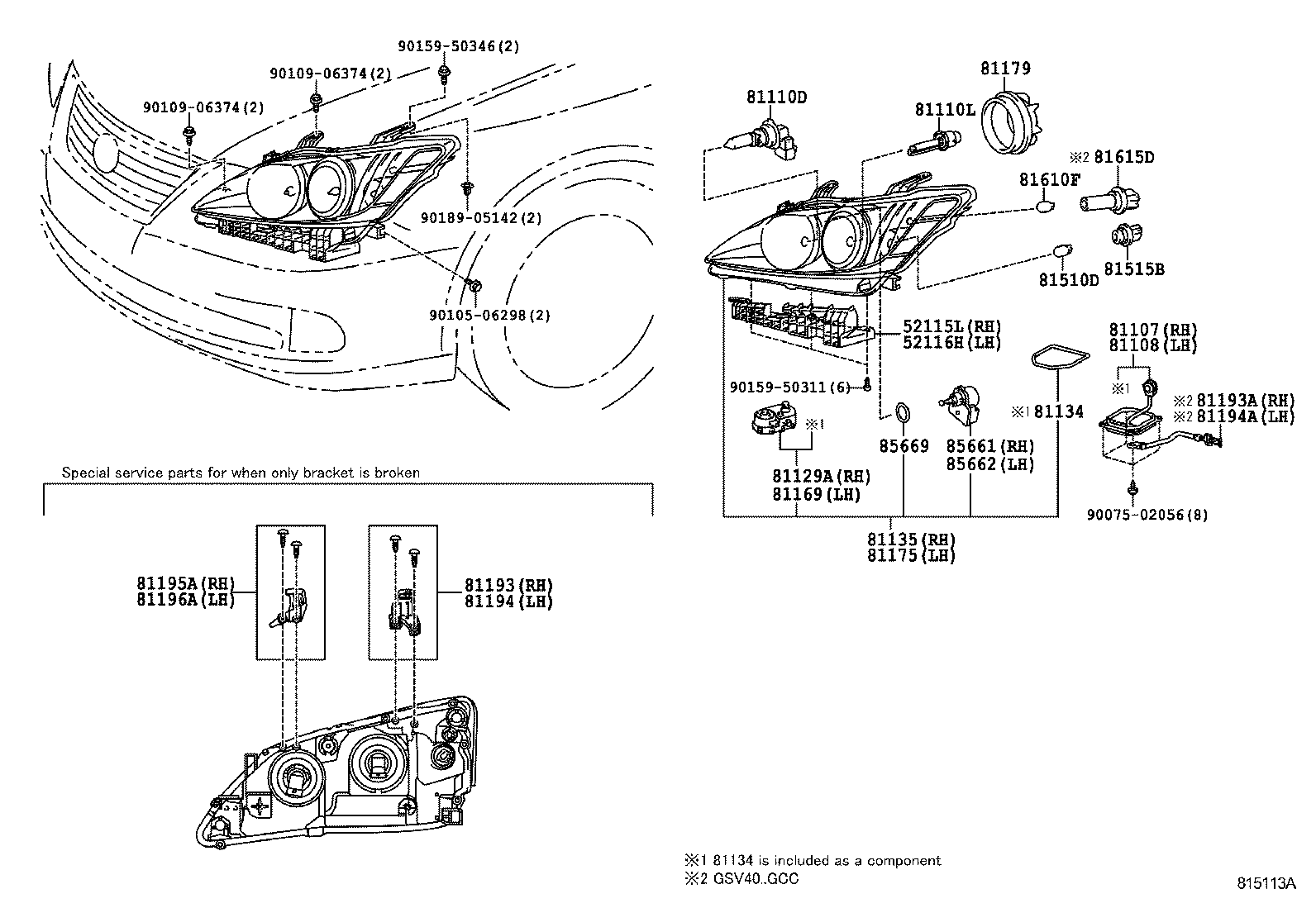 81185-33760 UNIT ASSY, HEADLAMP, LH product image