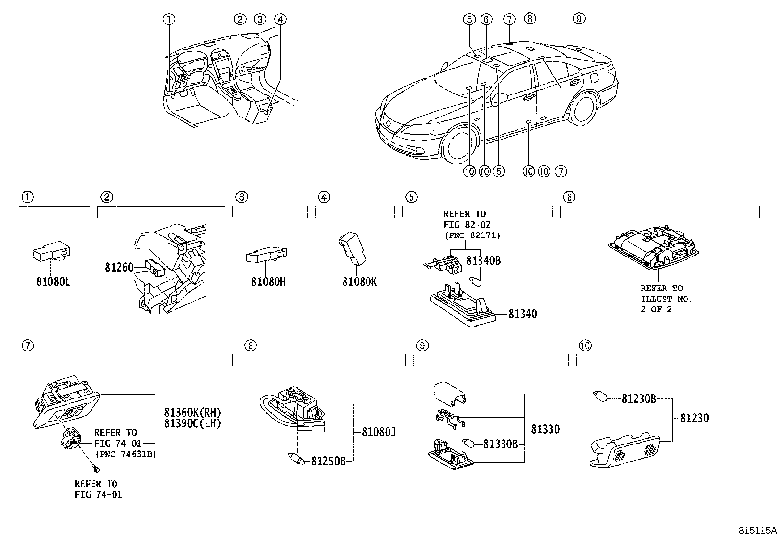 81080-33020 LAMP ASSY, INTERIOR ILLUMINATION, NO.1 RH product image