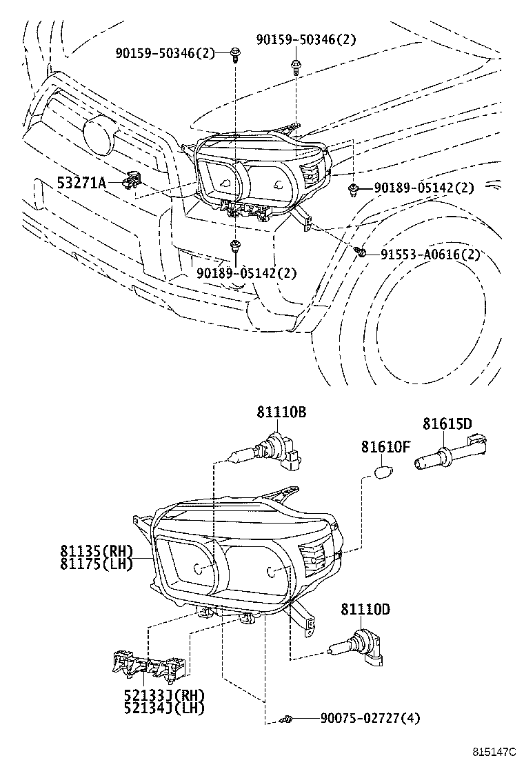 Toyota 81130-35530 UNIT ASSY, HEADLAMP, RH