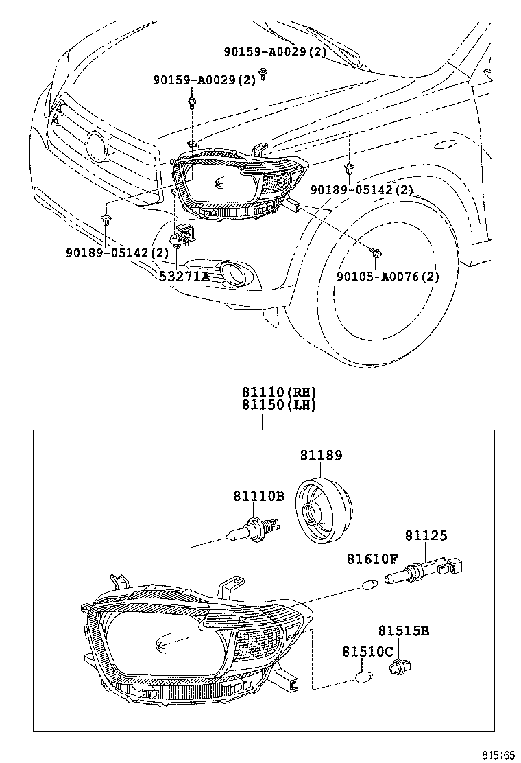 81150-0E110 HEADLAMP ASSY, LH product image