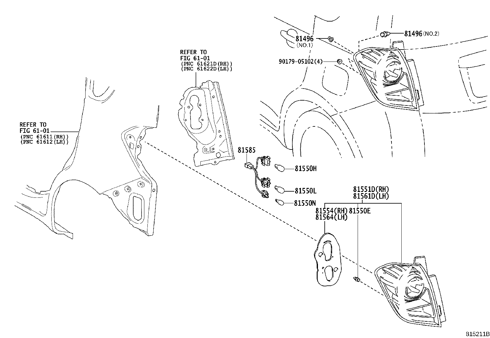 81562-52660 GASKET, REAR COMBINATION LAMP BODY, LH product image