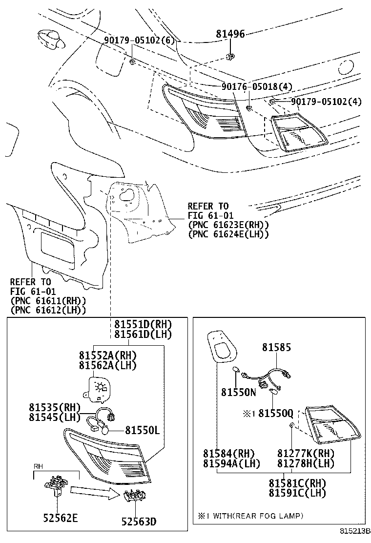 81561-50190 LENS & BODY, REAR COMBINATION LAMP, LH product image
