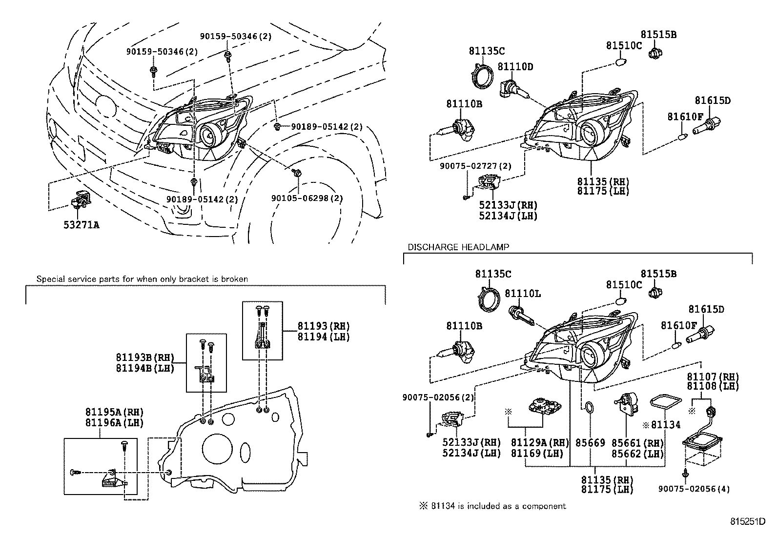 Toyota 81195-60090 RETAINER, HEADLAMP PROTECTOR, LOWER RH