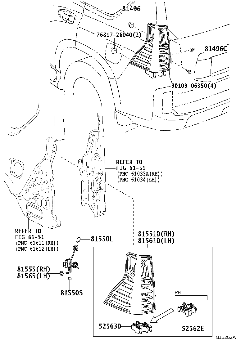 Toyota 81550-WY040 LAMP ASSY, REAR COMBINATION, RH