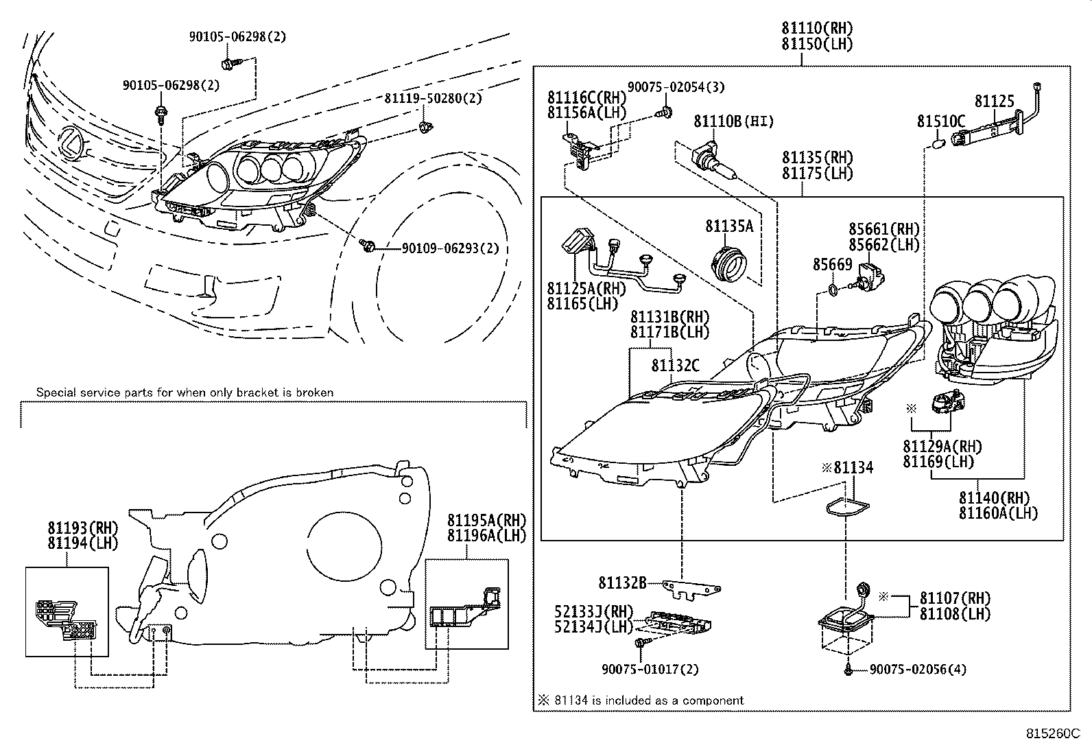 81145-50461 UNIT ASSY, HEADLAMP, RH product image