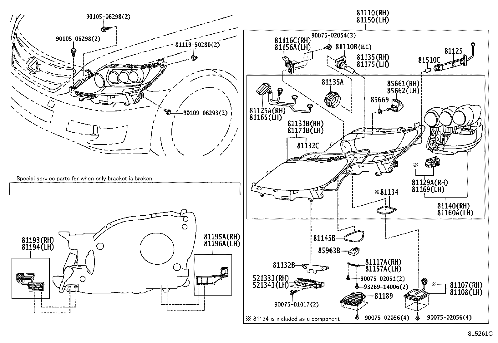 81145-50461 UNIT ASSY, HEADLAMP, RH product image