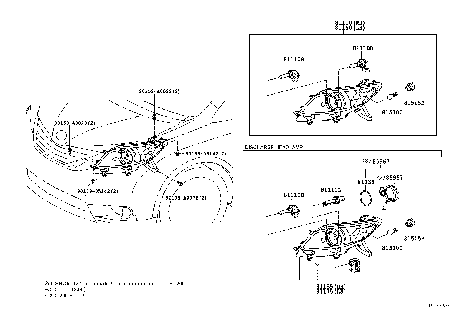 Toyota 81150-08030 HEADLAMP ASSY, LH