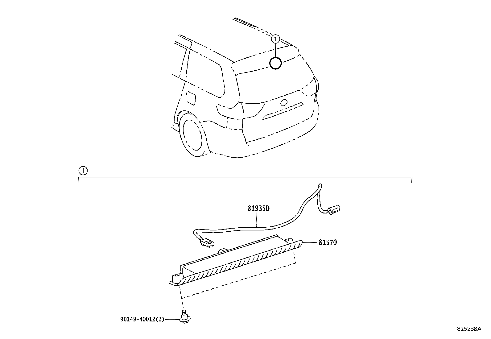 Toyota 81935-08030 CORD ASSY, CENTER STOP LAMP
