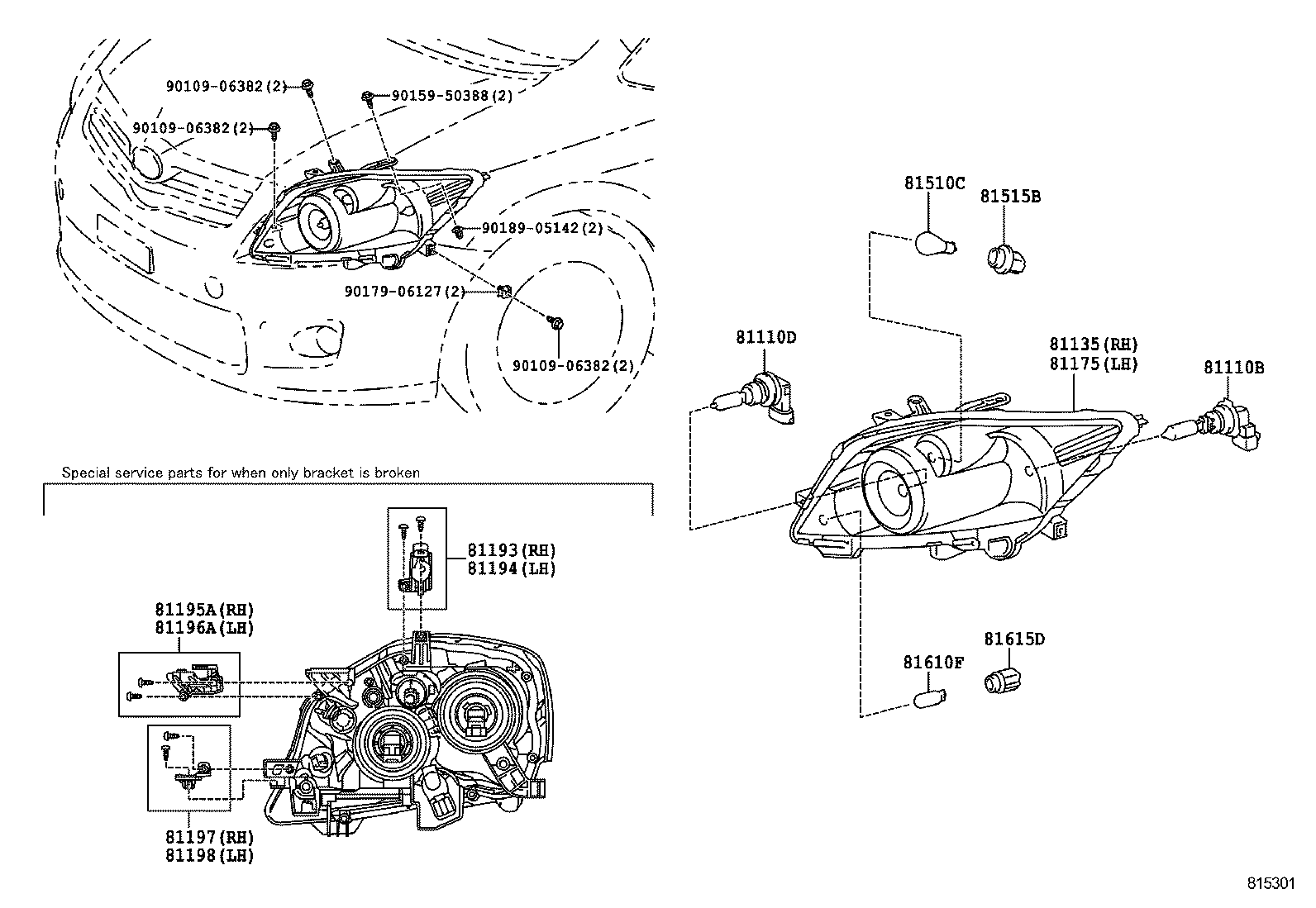 81070-02490 UNIT ASSY, HEADLAMP, LH product image