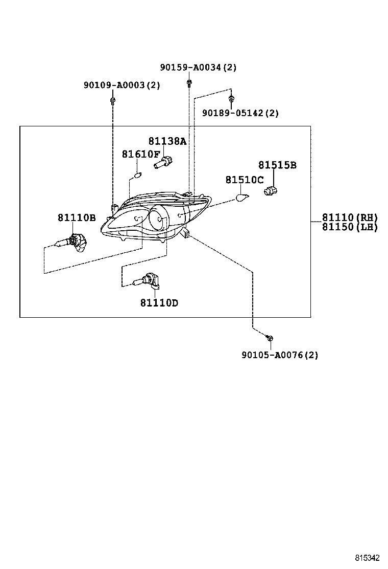 81150-AC050 HEADLAMP ASSY, LH product image