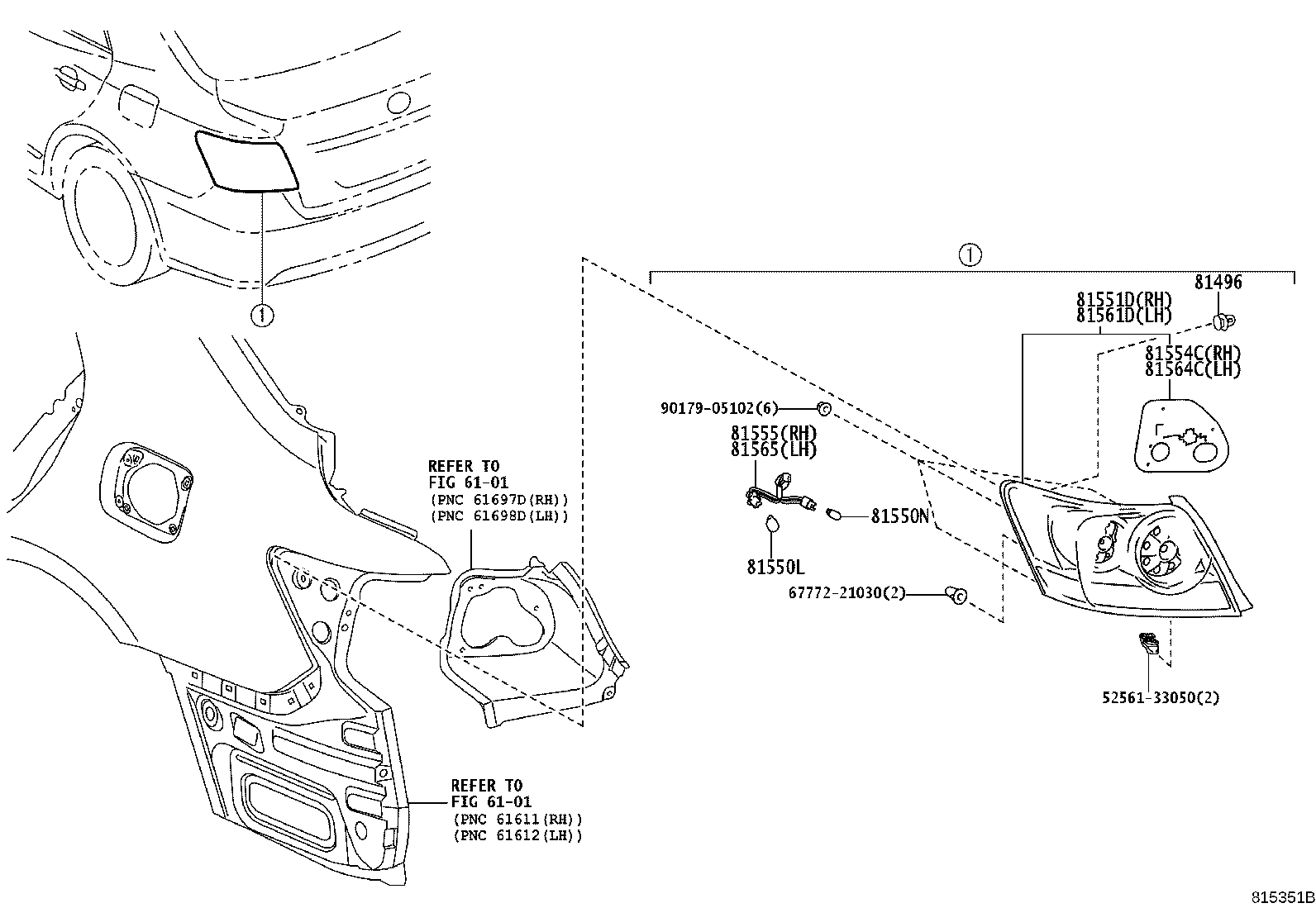 81580-20330 LAMP ASSY, REAR, RH product image