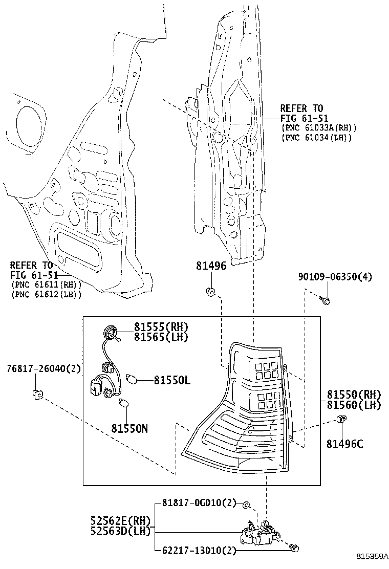 81550-0G040 LAMP ASSY, REAR COMBINATION, RH product image