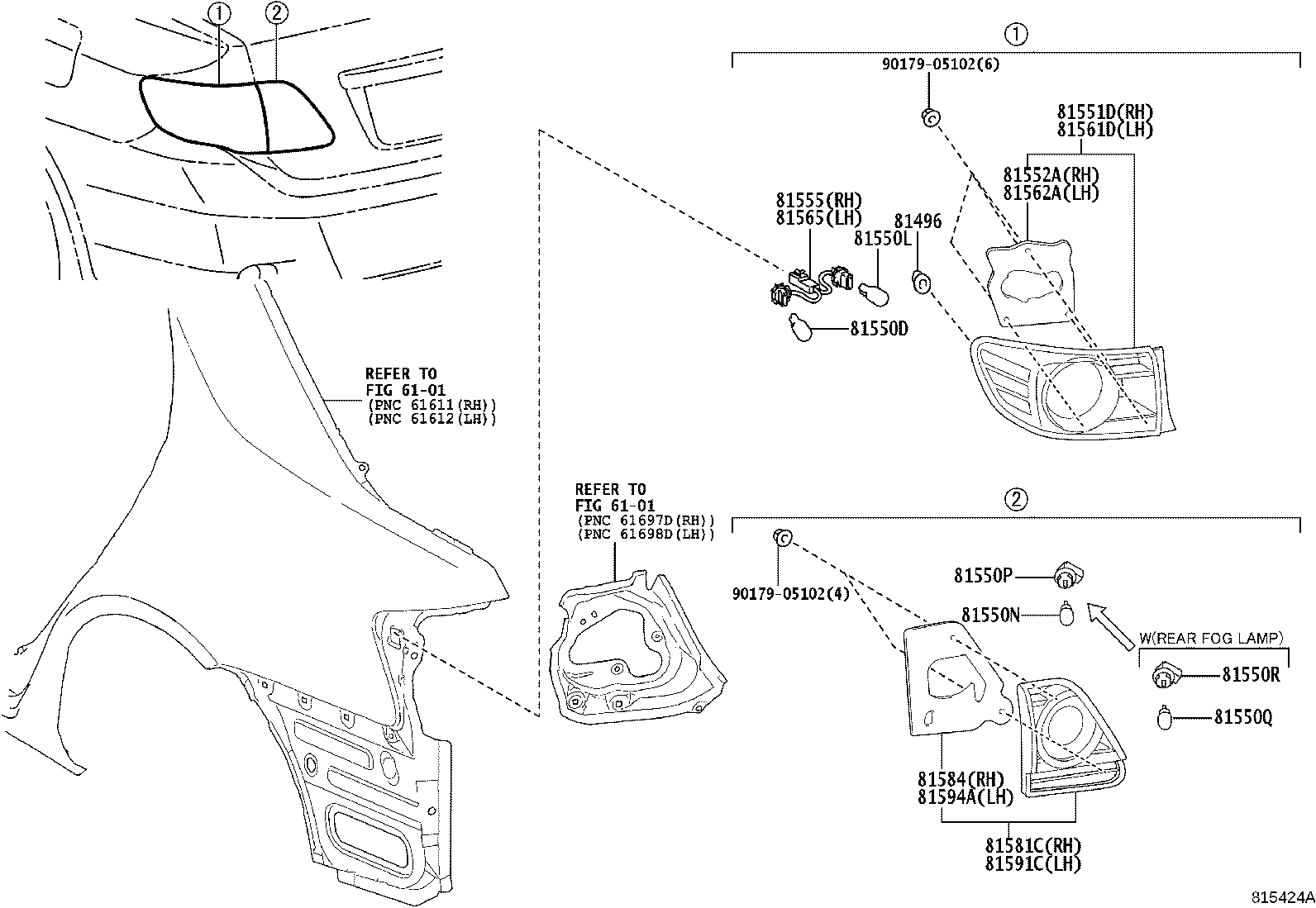 81551-13690 LENS & BODY, REAR COMBINATION LAMP, RH product image