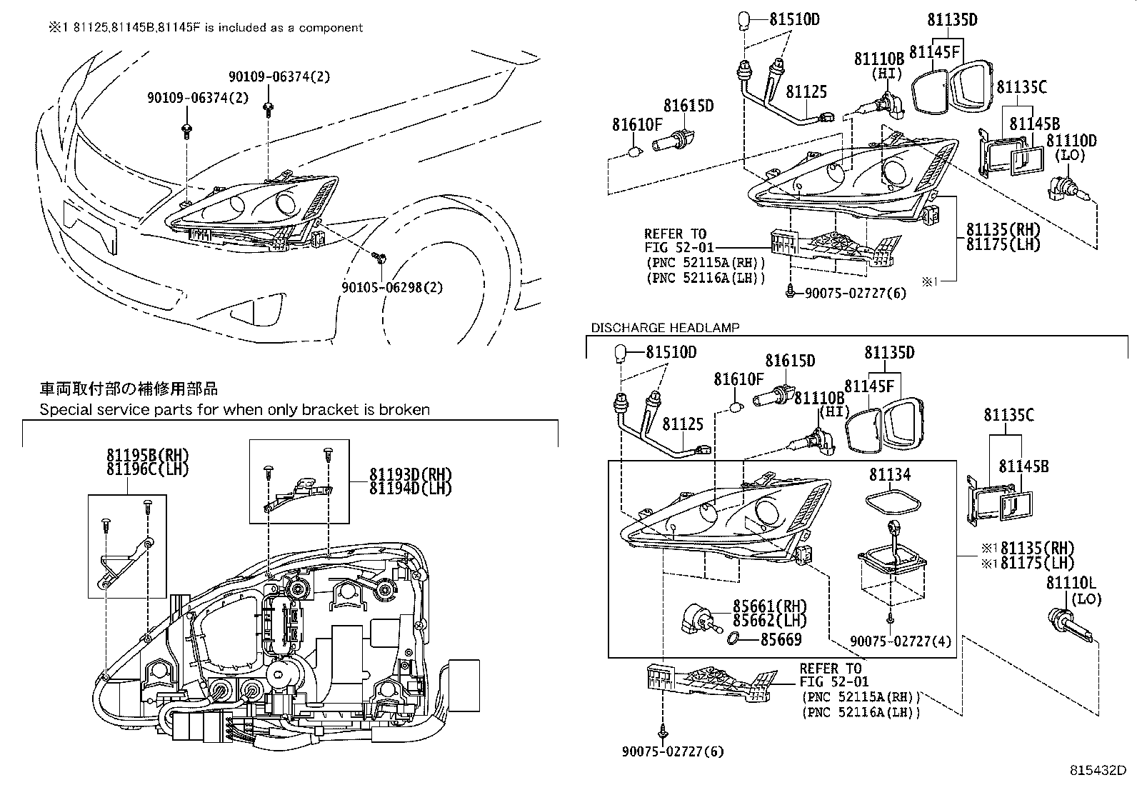 Toyota 81130-53550 UNIT ASSY, HEADLAMP, RH