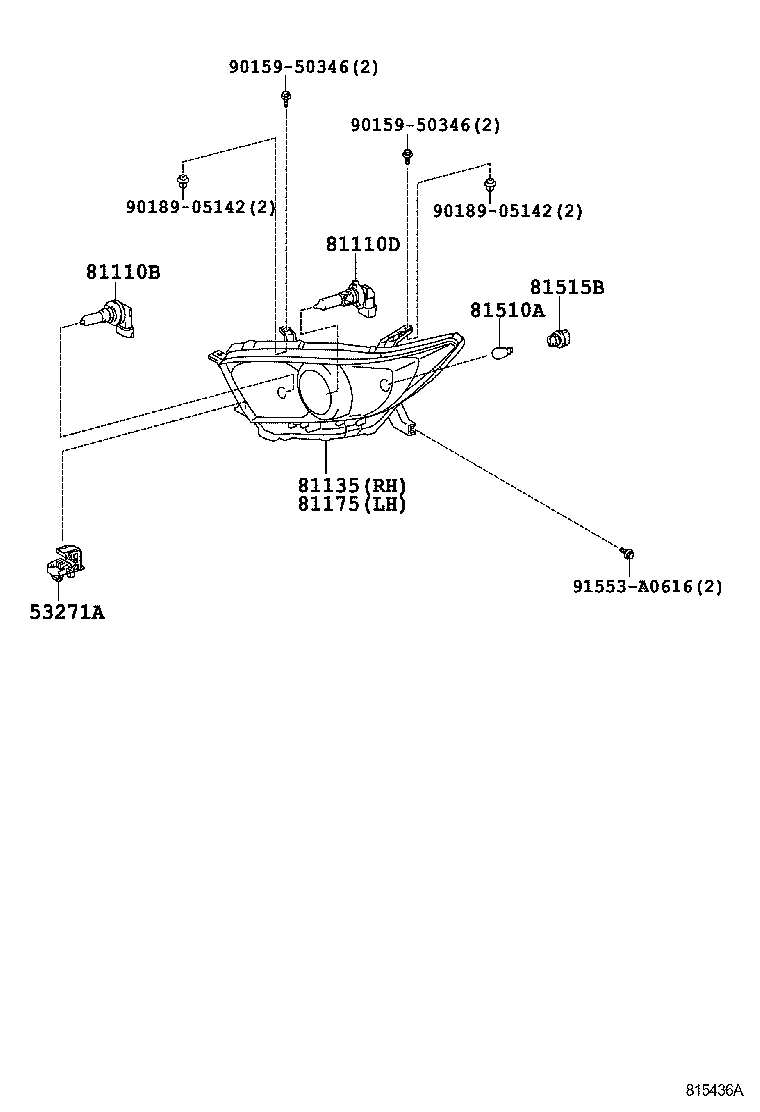 Toyota 81125-48470 CORD, HEADLAMP