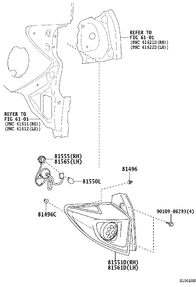 81561-52840 LENS & BODY, REAR COMBINATION LAMP, LH product image