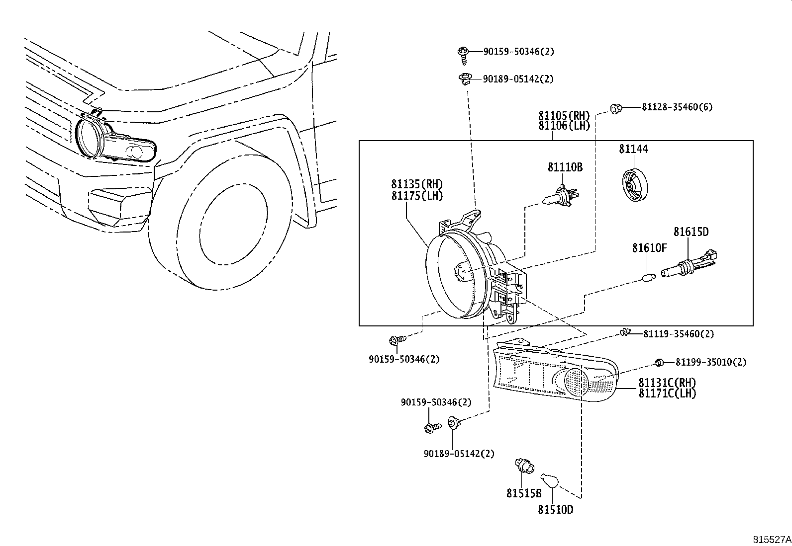 81106-35540 HOUSING SUB-ASSY, HEADLAMP, LH product image