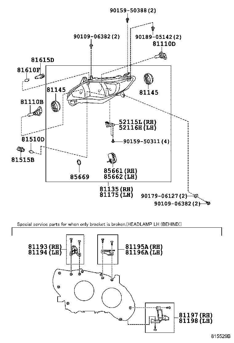 90075-66003 COVER, HEADLAMP, NO.1 product image