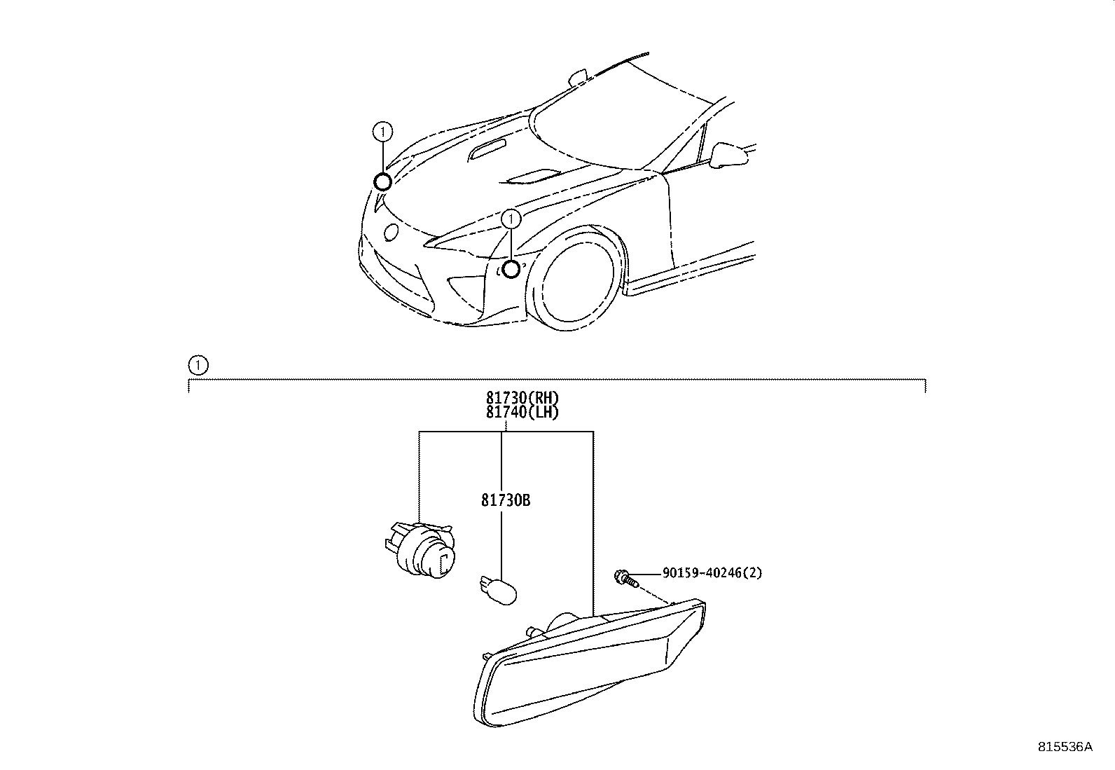 Toyota 81740-77010 LAMP ASSY, SIDE TURN SIGNAL, LH