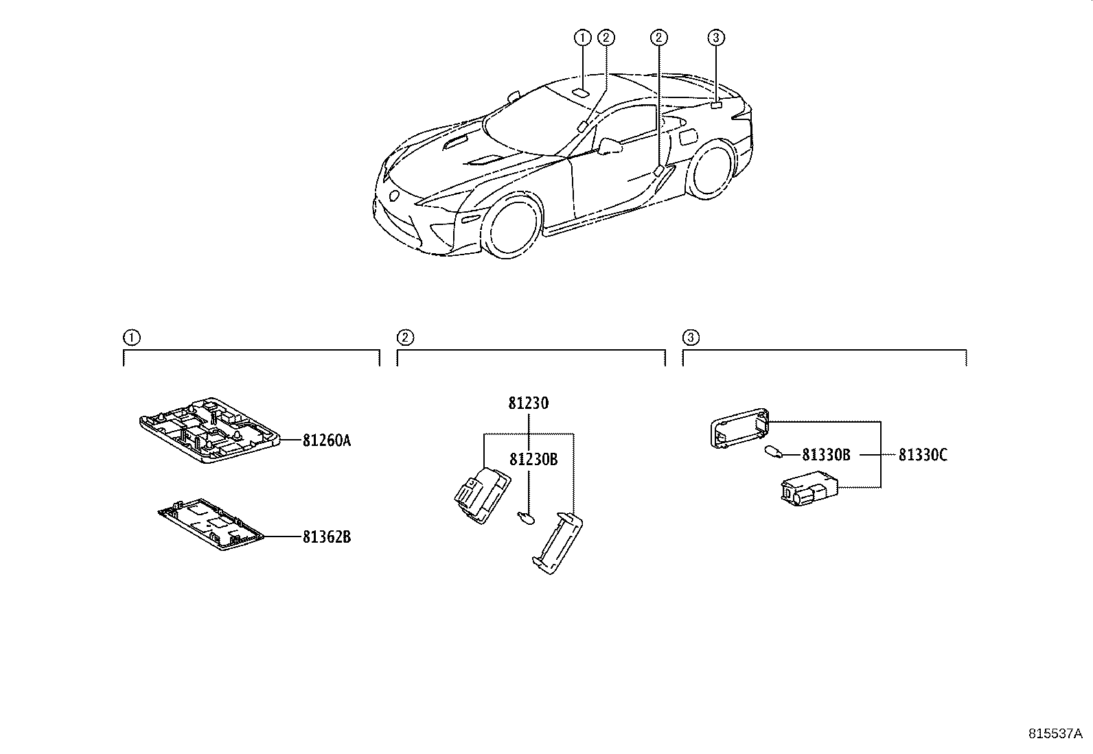 Toyota 81260-77010 LAMP ASSY, MAP