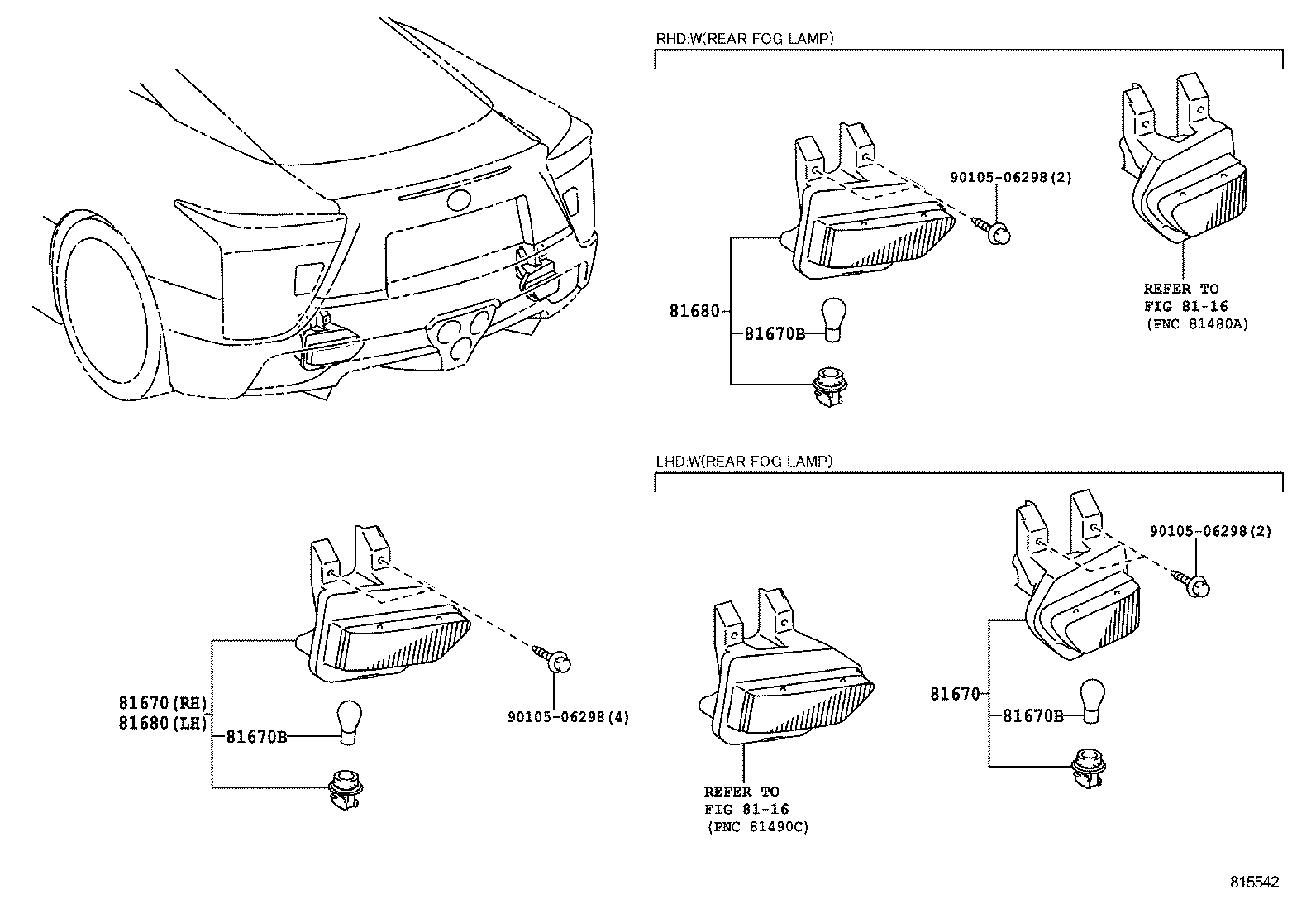 81680-77010 LAMP ASSY, BACK UP, LH product image