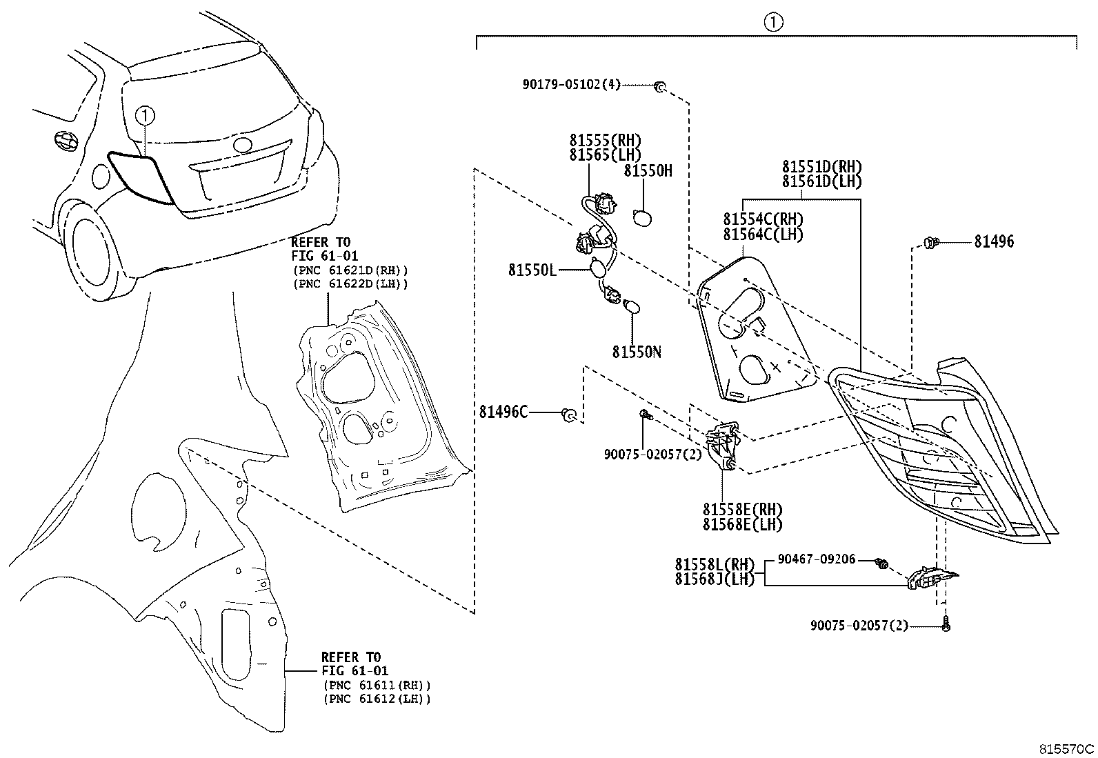 81558-52841 COVER, REAR COMBINATION LAMP, RH product image