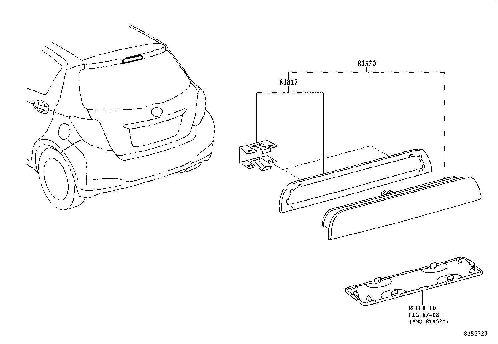 Toyota 81570-52221 LAMP ASSY, CENTER STOP
