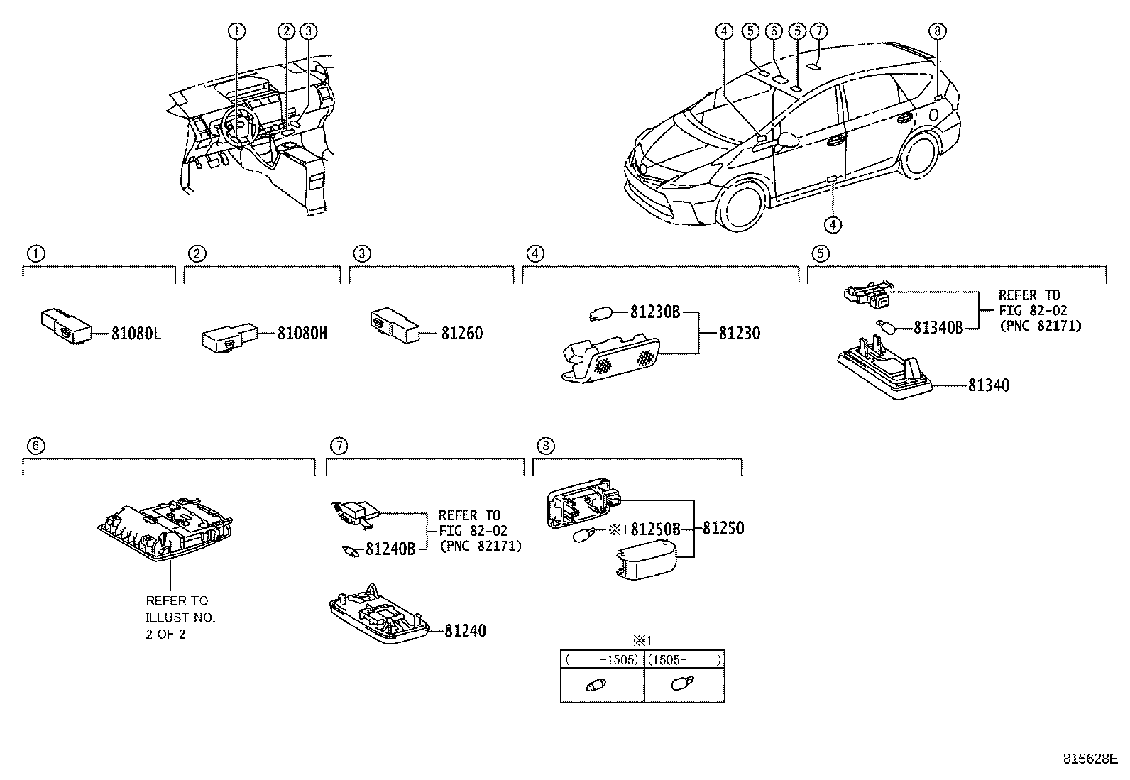 Toyota 81260-47250-B0 LAMP ASSY, MAP