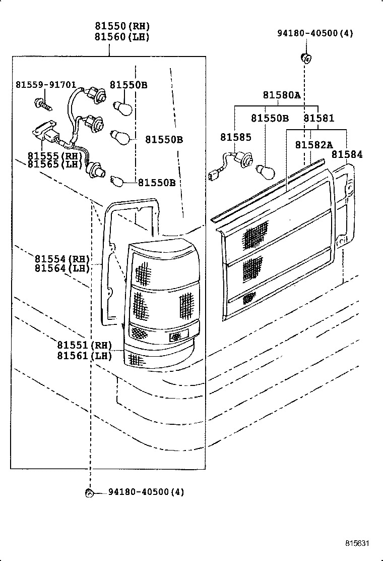 81550-30591 LAMP ASSY, REAR COMBINATION, RH product image