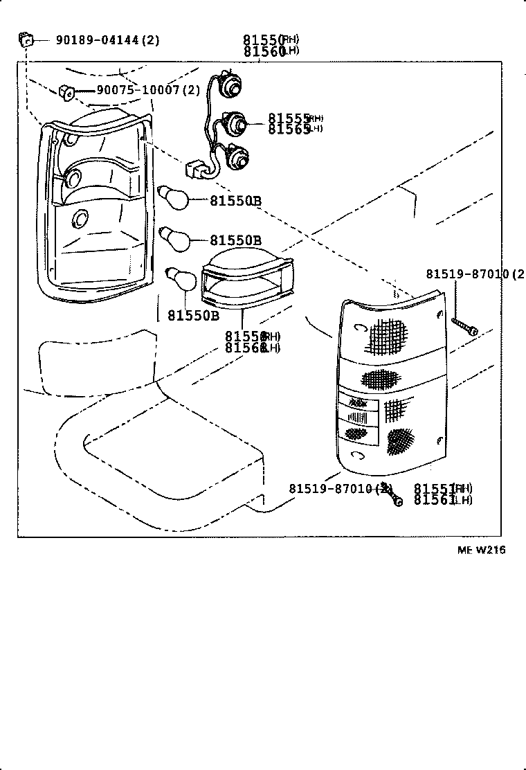 81565-04010 SOCKET & WIRE SUB-ASSY, REAR COMBINATION LAMP, LH product image