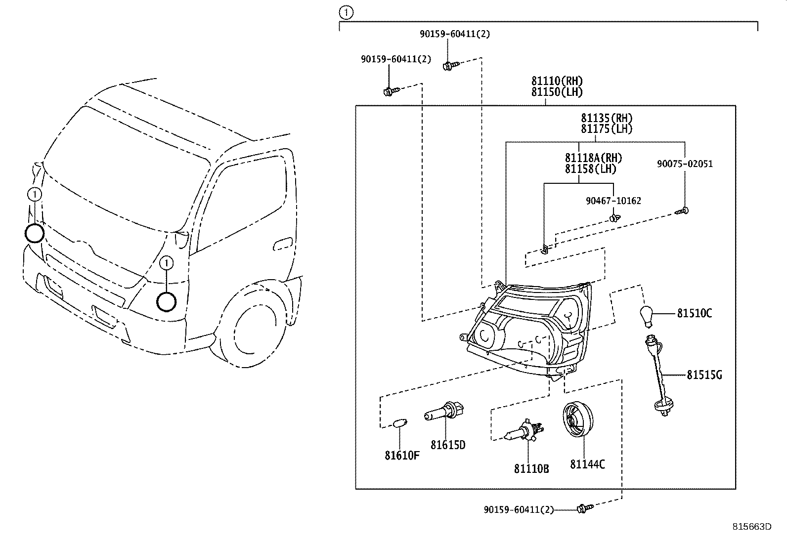 85661-B2010 MOTOR, HEADLAMP LEVELING, RH product image