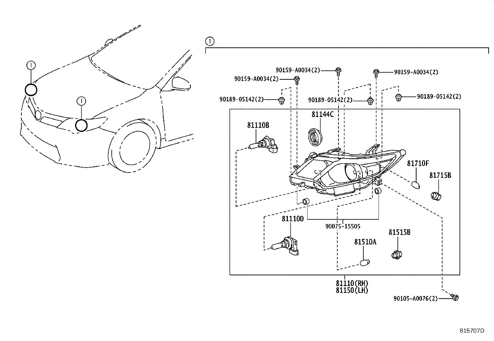Toyota 81150-06C80 HEADLAMP ASSY, LH