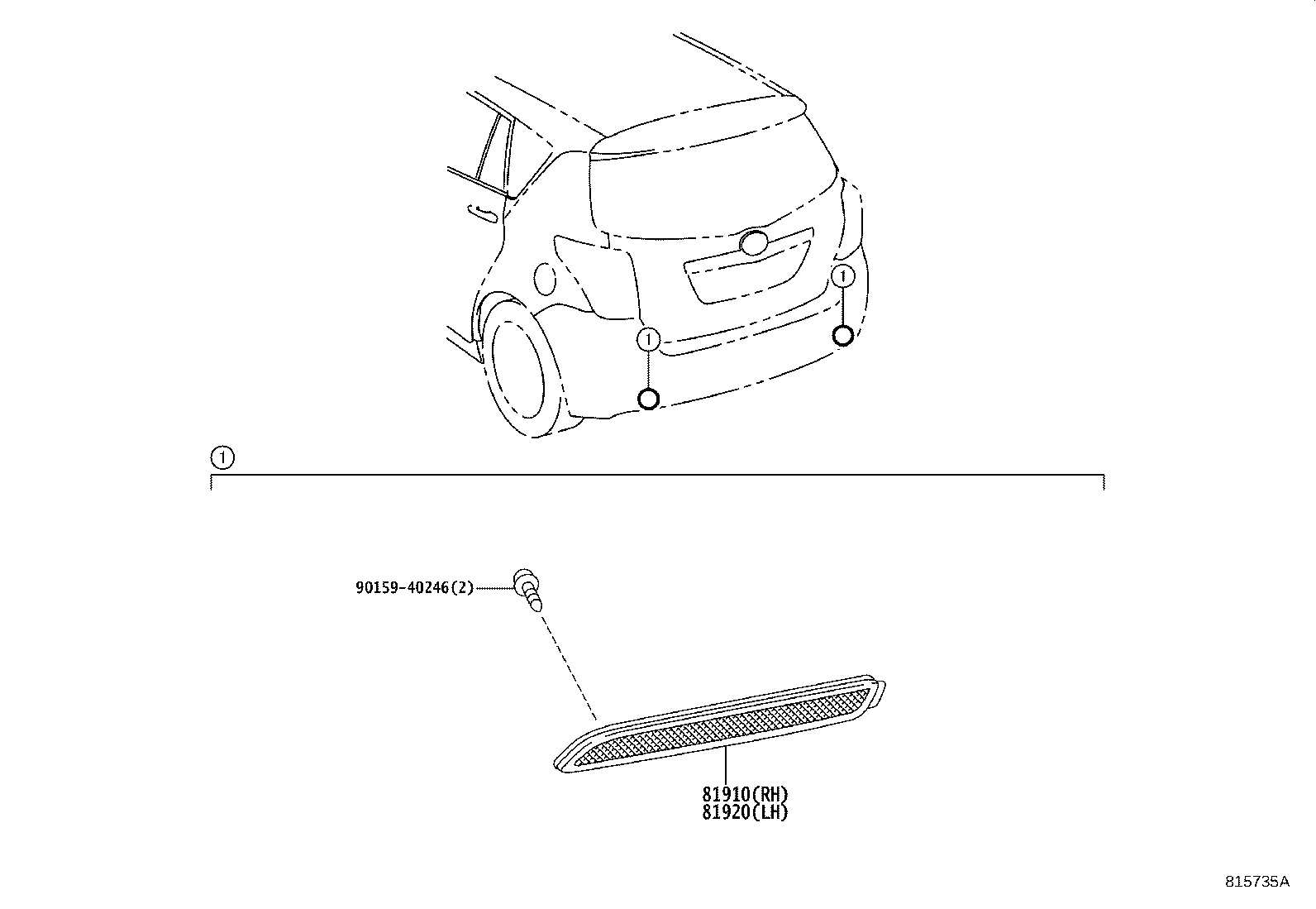 81920-0F020 REFLECTOR ASSY, REFLEX, LH product image