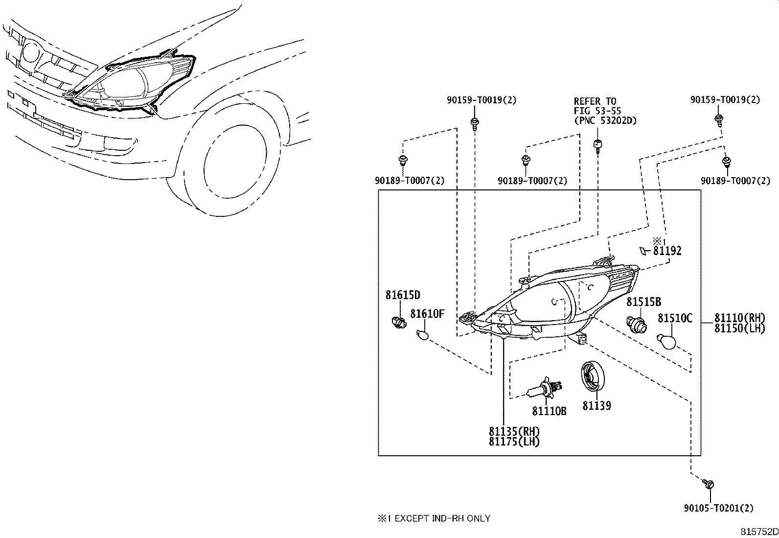 81192-0K010 SEAL, HEADLAMP product image