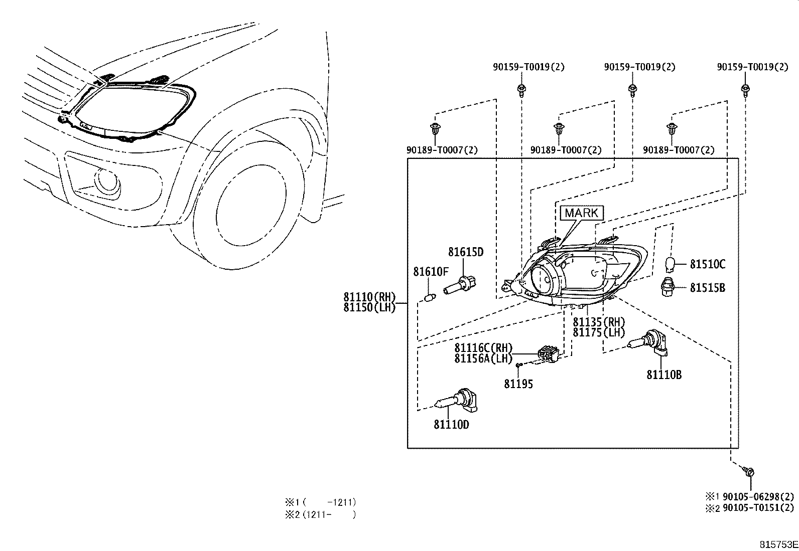 81150-0K511 HEADLAMP ASSY, LH product image