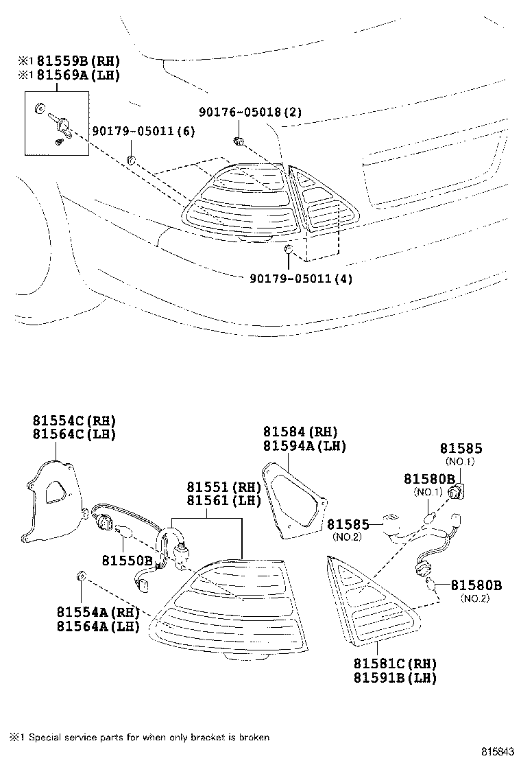 81585-50140 SOCKET & WIRE, REAR LAMP product image