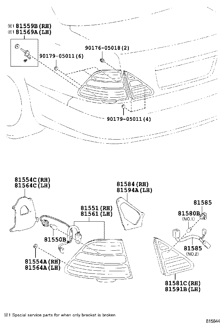 81585-50140 SOCKET & WIRE, REAR LAMP product image