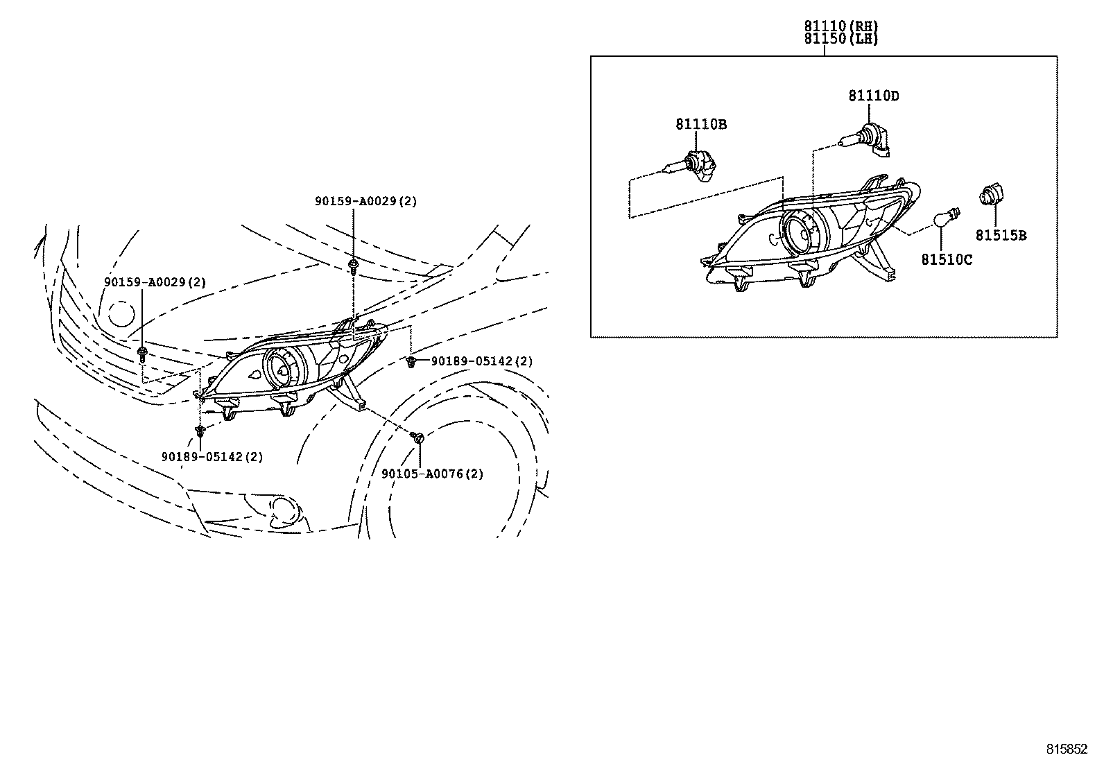 81150-08030 HEADLAMP ASSY, LH product image