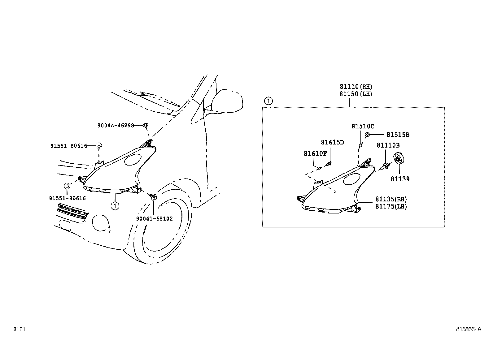 Toyota 81945-B1010 SOCKET, FRONT TURN SIGNAL LAMP